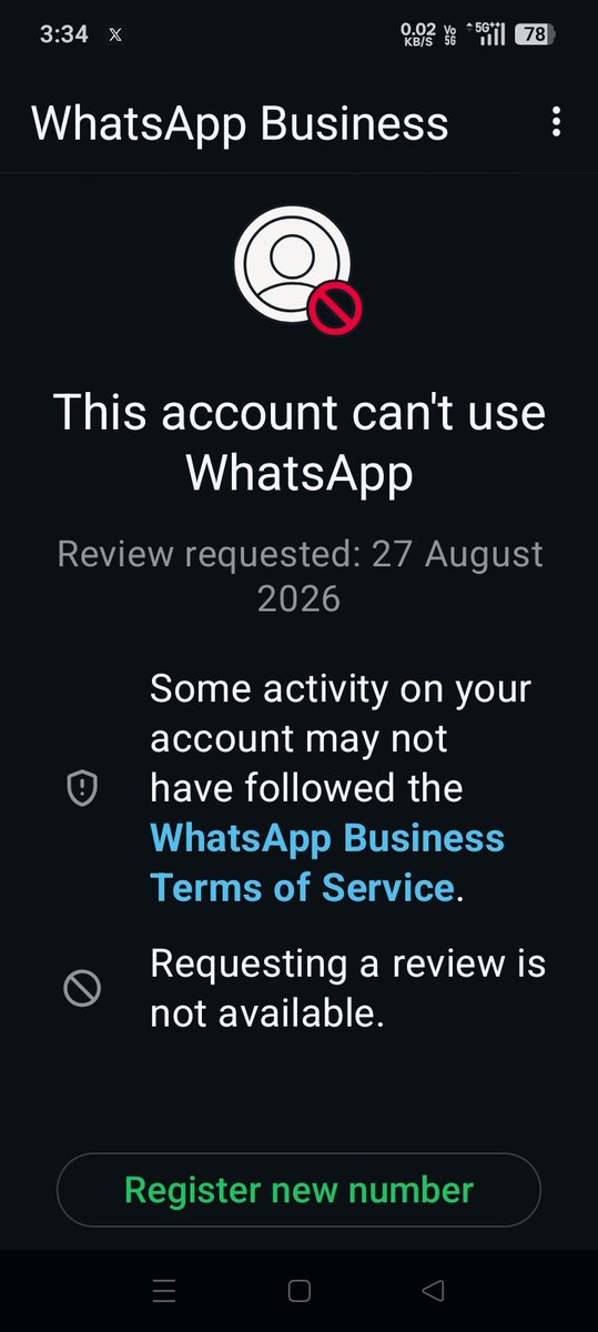 DayaMeena_'s tweet photo. Dear @whatsappforbiz , I am facing this problem on my number please help me, my WhatsApp number is +919667264250 https://t.co/t6Ic6CeqTN