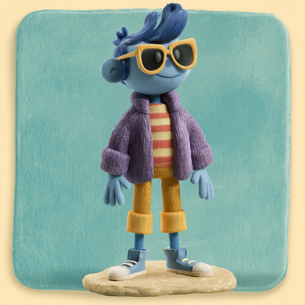 Artedeingenio's tweet photo. There’s something incredibly charming about this handcrafted 3D aesthetic:

--sref 4288199500

It blends textile 3D illustration with a stop-motion feel: felt, yarn, knitted fabrics, fuzzy fibers and deliberately imperfect handmade textures.

The oversized proportions, retro pastel palette and quirky fashion give the characters a playful children’s editorial illustration vibe, somewhere between a physical puppet and a stylized 3D render.