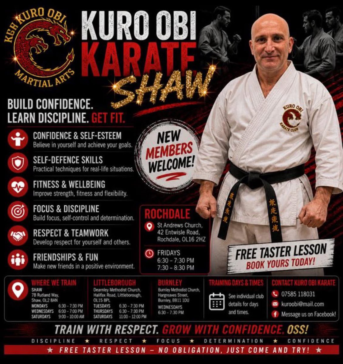 chizzy73's tweet photo. Anyone fancy starting or coming back to learn Karate.  Tomorrow evening 18:30-19:30 over at Shaw near Oldham. Come and give it a go.  You’ll be made most welcome and first lesson is completely free. OSU!! https://t.co/VbotIRzUl0