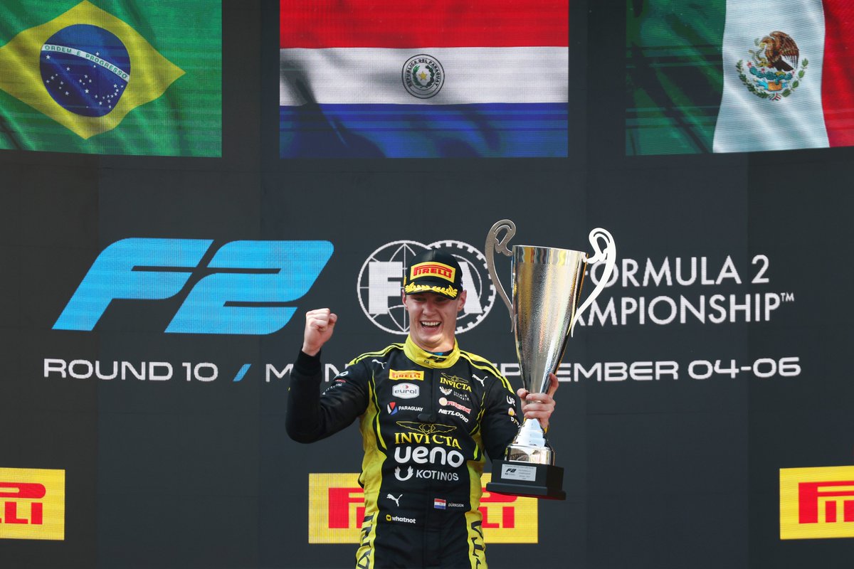 Formula2's tweet photo. A short story 📖

It's an eighth #F2 winner's trophy for @JoshuaDuerksen1 🥇🏆

#ItalianGP https://t.co/ve7ImSpFi2