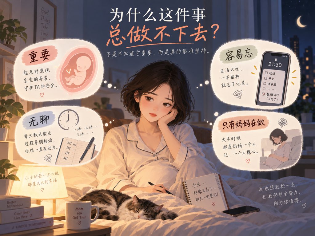 Nerisaafm's tweet photo. 最近没什么新产品 idea，我开始逼自己换一种想法：

把自己重新放回以前经历过的具体身份和场景里。

如果我现在重新经历一次怀孕，我最想解决什么？

然后昨晚闭着眼睛的时候突然想到：数胎动。

两个人的孩子，为什么这种又重要、又无聊、又特别容易忘的事，最后总是只有妈妈一个人在做？

而且这里其实不止妈妈和爸爸。

宝宝自己也是参与方。

胎动本身就是他发出来的动作，是他现在能给这个世界最直接的一种反馈。

宝宝动一下��妈妈感受到并记录，爸爸同步知道、回应。

这样它就不只是冷冰冰的 +1。

而是三个人都真的参与进来。

我现在越来越���欢这种找产品的方法：

先把自己放回具体场景里找问题，再把平时看到的好玩交互拿过来触类旁通。

昨晚想到这里，直接爬起来写方案了。