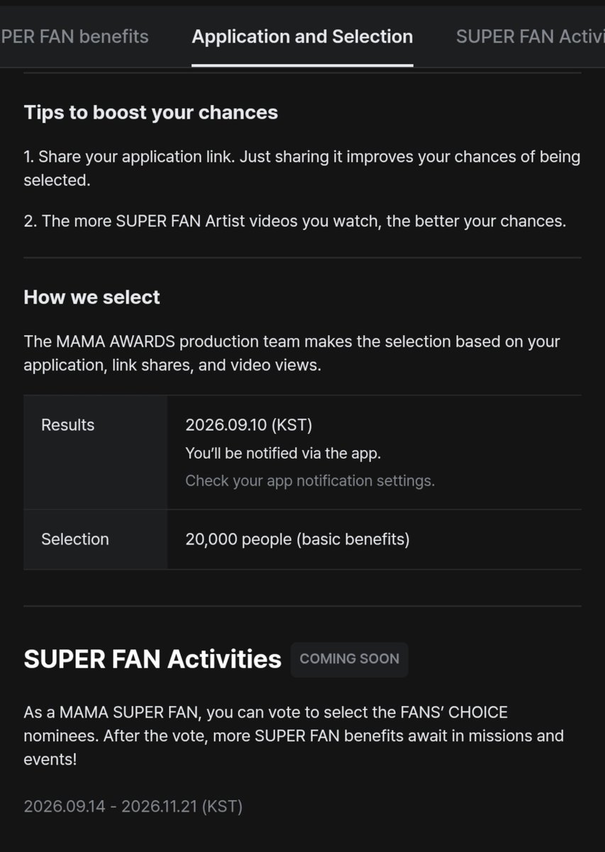 encodevt's tweet photo. [#2026MAMA] 

ENGENEs! The application for MAMA 2026 SUPER FAN has ended, but the selection process is not over yet.

To increase your chances of becoming this year’s Super Fan, please continue doing the following:
■ Share the Super Fan link
■ Watch ENHYPEN videos on the app

Let’s keep supporting ENHYPEN and stay active until the final selection.

• SUPER FAN Announcement
🗓 September 10, 2026 (Thu) | KST

#ENHYPEN @ENHYPEN @ENHYPEN_members