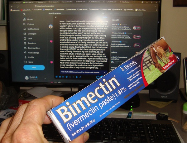 WVdigger22's tweet photo. Yes, I keep it on hand.
No! the ones that used it for COVID didn't take it by body weight.
The by body dose is for a single de-worming treatment, don't take it that way.
For COVID treatment this is how it was taken;
Dispense a dab of the paste about the size of a  #2 pencil eraser and take it twice a day for 4 to 5 days.
I would stir it into one of those little single serve fruit cups of apple sauce (optional).
Forget the whole body weight thing.
Also, I prefer this brand too for a more of a paste consistency and not so much of a cream.