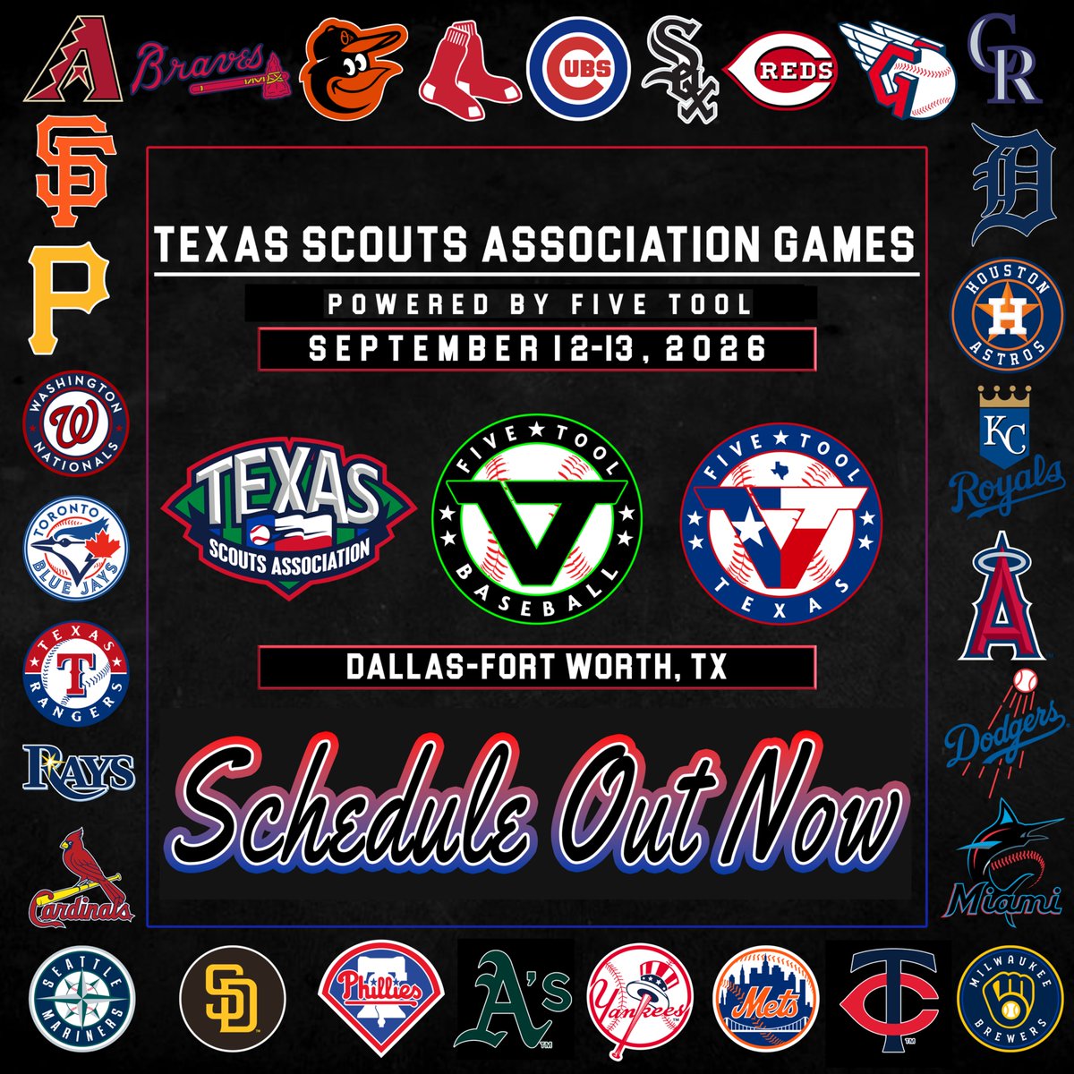 FiveTool's tweet photo. ❗️The schedule is out now for the Texas Scouts Association (@texas_scouts) Games Powered by Five Tool » https://t.co/dYwWwX4Jph

Underclass » https://t.co/oZpno78eZf

#WatchEm https://t.co/V3GAFKth0H