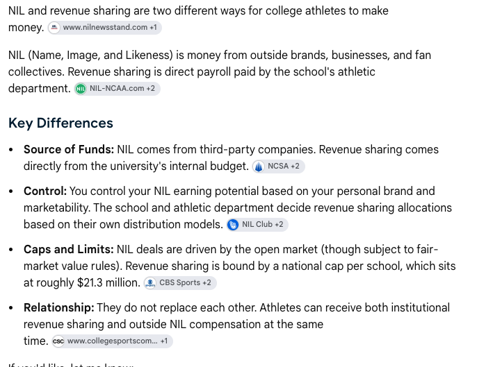 brotherofcosmo's tweet photo. For EVERYONE who does not understand NIL vs REV Share.  ATHLETIC DEPT does not Run NIL. Fair Market Value rules are reviewed by Deloitte. https://t.co/nHRbN87yiE