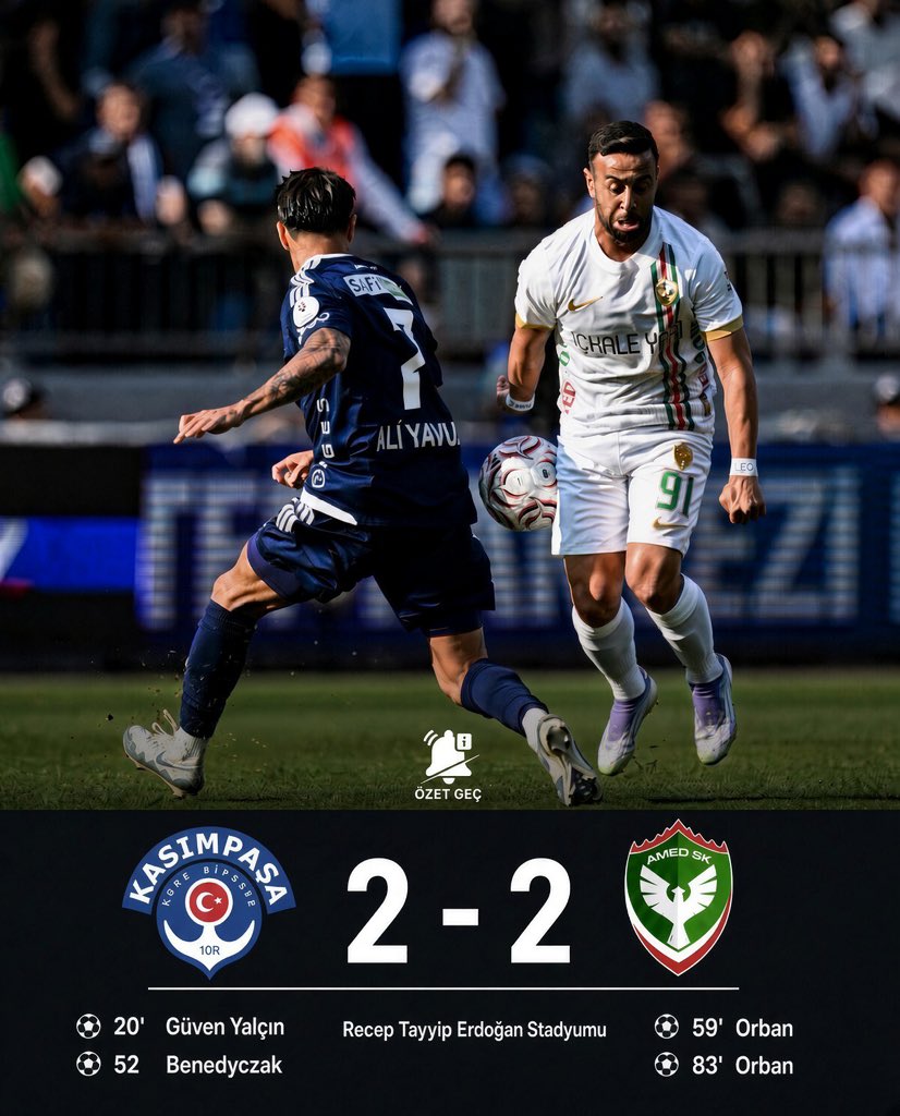 ozetgechaber's tweet photo. MS | Kasımpaşa 2-2 Amed Sportif Faaliyetler https://t.co/BKNcFmYvU7