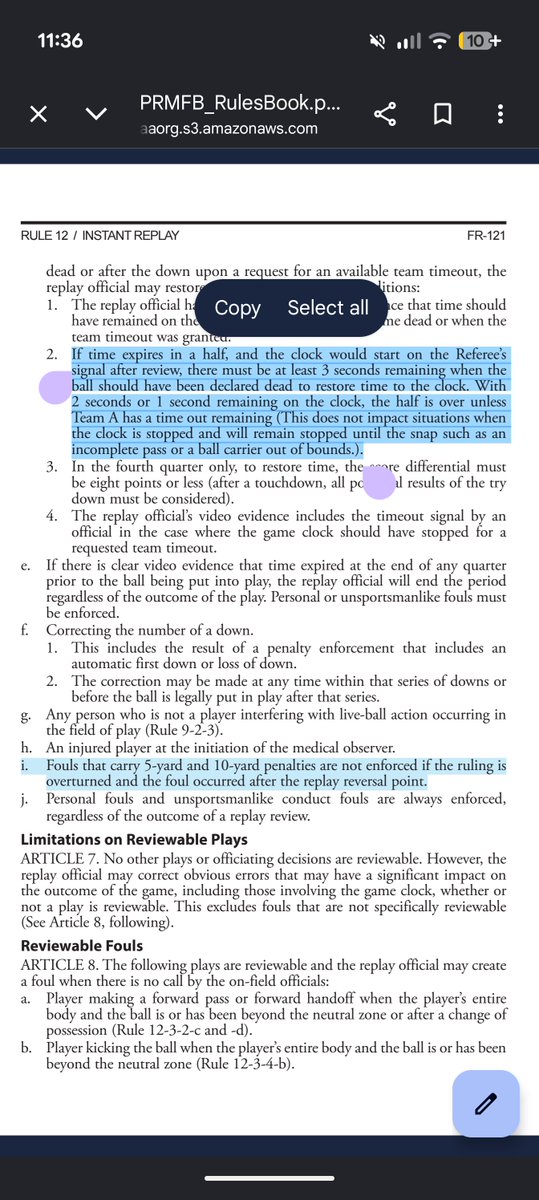 sweahti's tweet photo. @Kuron14826330 @NotTheExpertYT Okay here is the rule in question. Typically, to reset the game clock to a certain time, you have to have a 3 second discrepancy. Unless it is a situation where someone touches the ball out of bounds. In this case, replay officials can review (where they have tenths). https://t.co/8uyF00ikpf