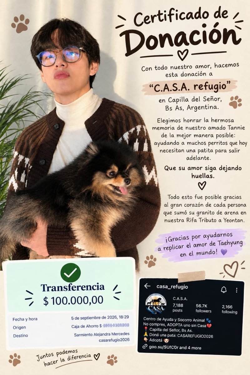 silozzy's tweet photo. Recordemos a uno de los tantos seres que paso por la vida de nuestro REY, Desde ARGENTINA, acompañando a los seres indefensos.

#ForeverLovedYeontan
#v @TaeStreamArg https://t.co/YzJamt7PUd