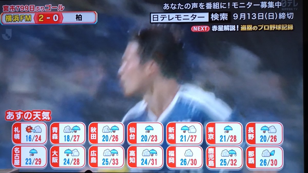 kamome_tv's tweet photo. 天気予報がまさかのマリノス🇫🇷

#fmarinos https://t.co/P4FVFZZCW0