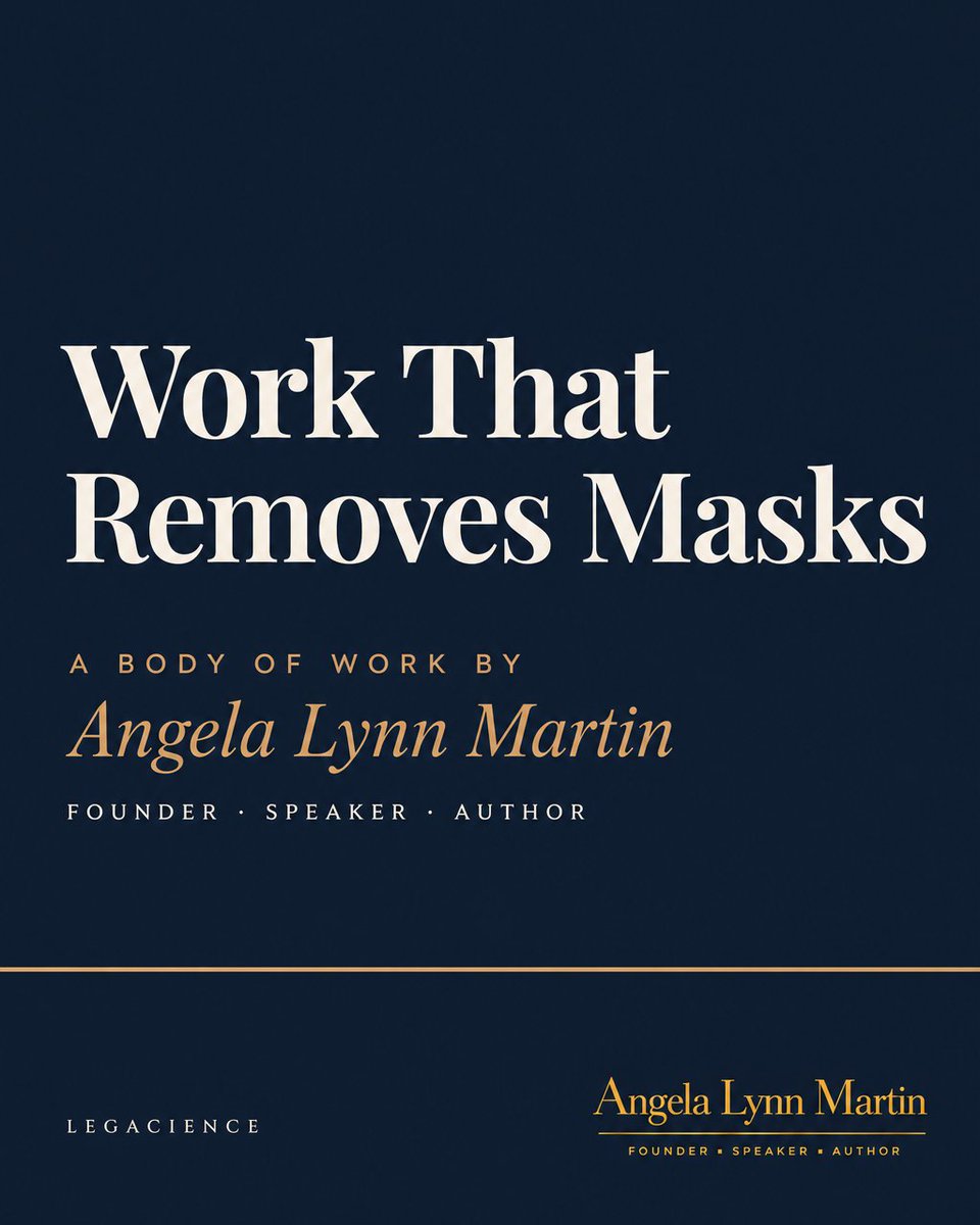 AngelaLMartin's tweet photo. Every deliverable in this collection strips something away.

That is not a coincidence. That is the methodology.

Memoir, keynote, or the Legacience operating system, the thread is unmasking: removing the performance layer to reveal something load-bearing underneath. https://t.co/UOUSZDHHSU