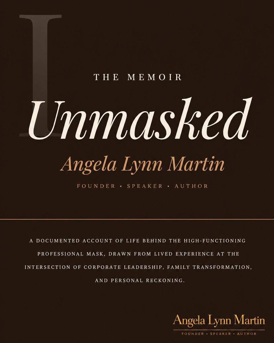 AngelaLMartin's tweet photo. Every deliverable in this collection strips something away.

That is not a coincidence. That is the methodology.

Memoir, keynote, or the Legacience operating system, the thread is unmasking: removing the performance layer to reveal something load-bearing underneath. https://t.co/UOUSZDHHSU