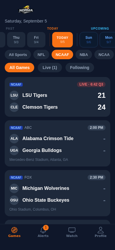 watchNORMA's tweet photo. College Sunday isn’t one game. Early window first — then Music City and the late Pacific. Treat the slate like a bettor, not a highlight reel.
Open Norma before the early kick → https://t.co/nlStkgPaN6
#WatchNORMA #TuneIn #CFB https://t.co/1YG4RZzMLn