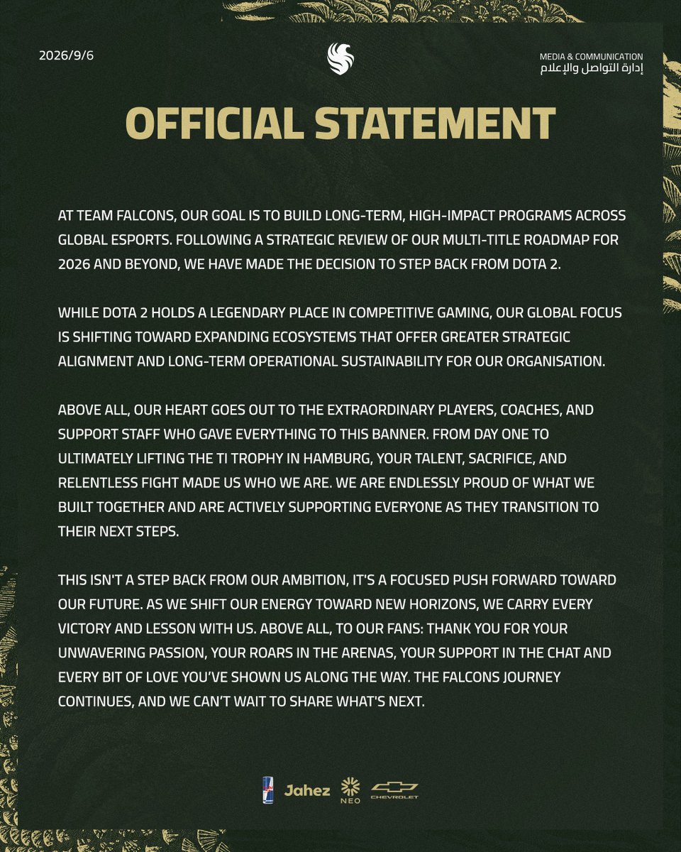 FalconsEsport's tweet photo. Official Statement - بـيـان رسـمـي https://t.co/k4GH1uk2pp