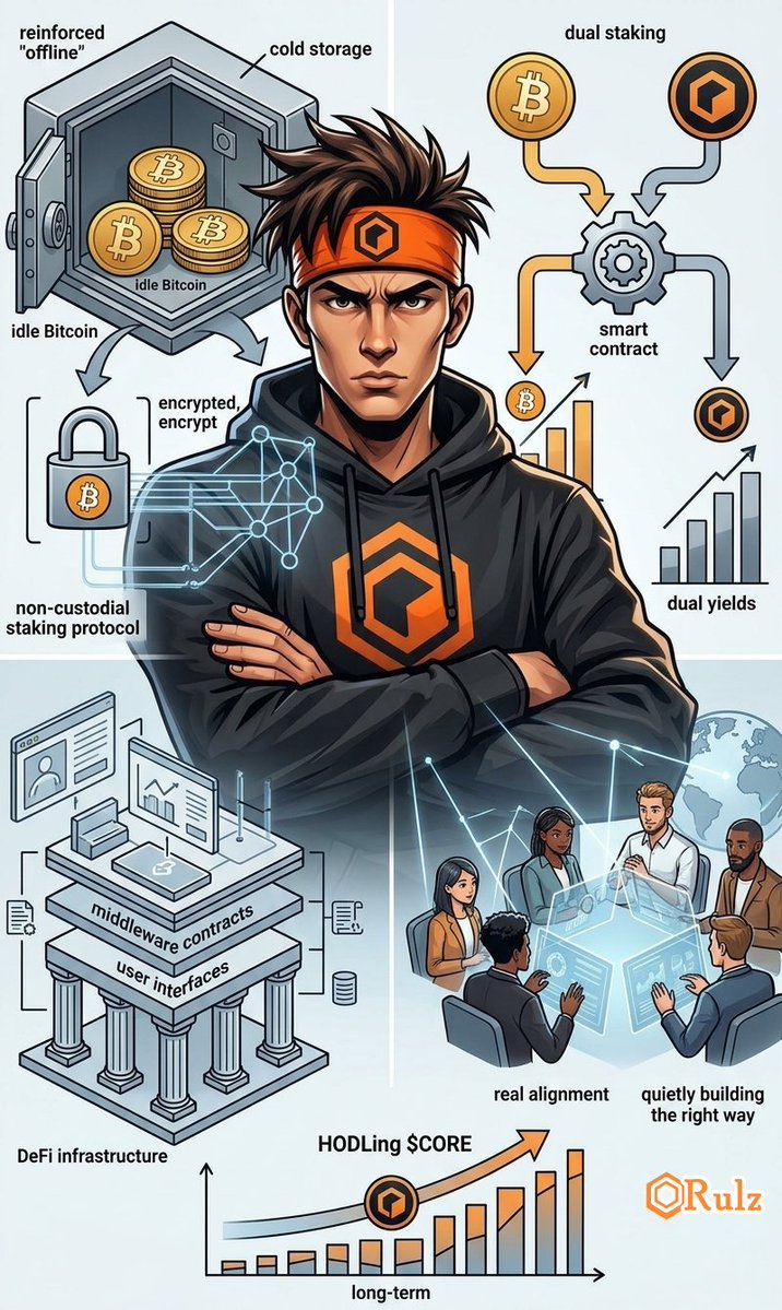 JAHRhulz's tweet photo. As a true #Coretoshi I like the fact that @Coredao_Org is focused on making Bitcoin actually useful again through #BTCFi

Bitcoin sitting idle while BTCFi can put it to work is the part I find interesting.

➟ Bitcoin DeFi infrastructure.
➟ Non custodial staking.
➟ Dual staking.

One of the few places where Bitcoin can earn yield without giving up custody.

Trustless staking that rewards real alignment.

Quietly building the right way.

HODLing $CORE longterm.