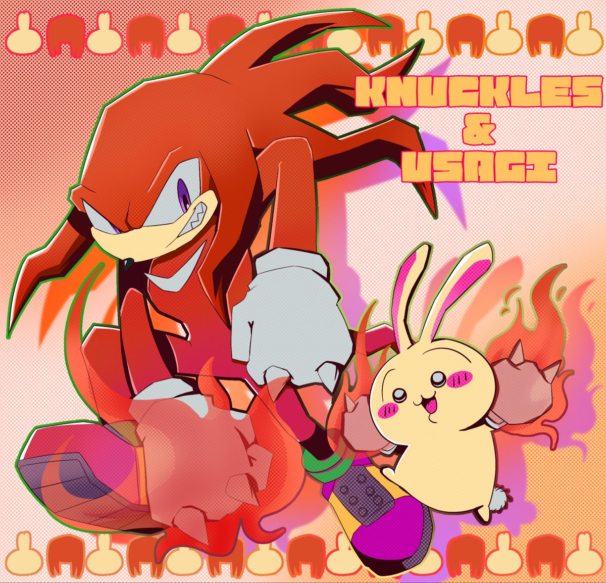 run1625283's tweet photo. Knuckles &amp; Usagi #SonicTheHedgehog #ちいかわ #chiikawa https://t.co/Q2nDmnABY0