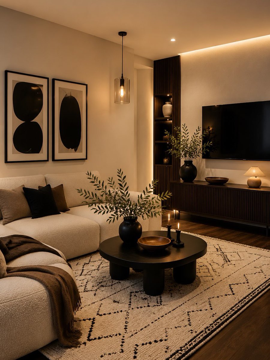 sehviyat's tweet photo. Black accents frame cream comfort. https://t.co/6Rw9Y9ZQ8A