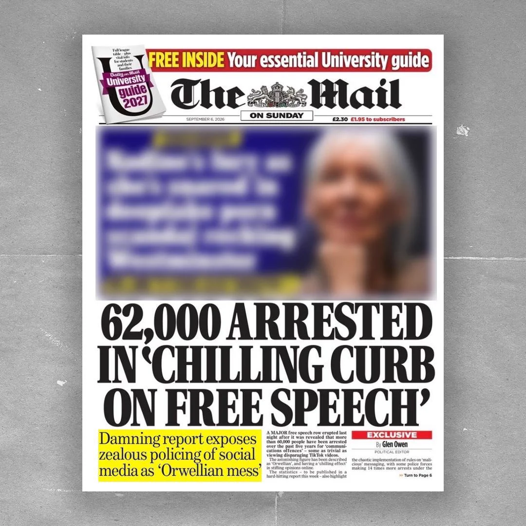 The Mail on Sunday: 62000 arrested in 'chilling curb on free speech'