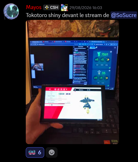 CSH_Discord's tweet photo. /Shiny honorables
4 autres shiny mérites les mentions honorables du serveur :  

- Type:0 de Fatality
- Tokotoro de Mayos
- Manaphy de Lollix
- Salameche de Thales https://t.co/9OJrown6EE