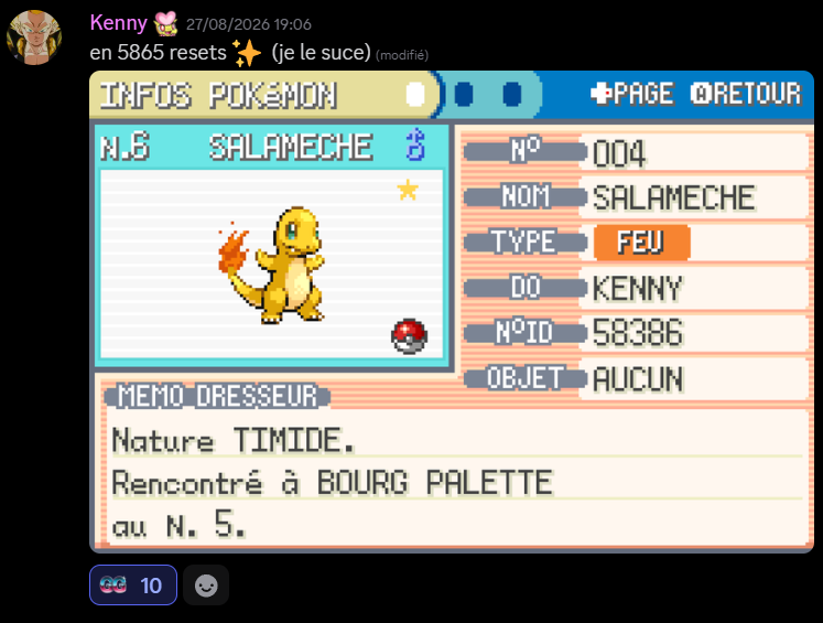 CSH_Discord's tweet photo. /Shiny honorables
4 autres shiny mérites les mentions honorables du serveur :  

- Type:0 de Fatality
- Tokotoro de Mayos
- Manaphy de Lollix
- Salameche de Thales https://t.co/9OJrown6EE