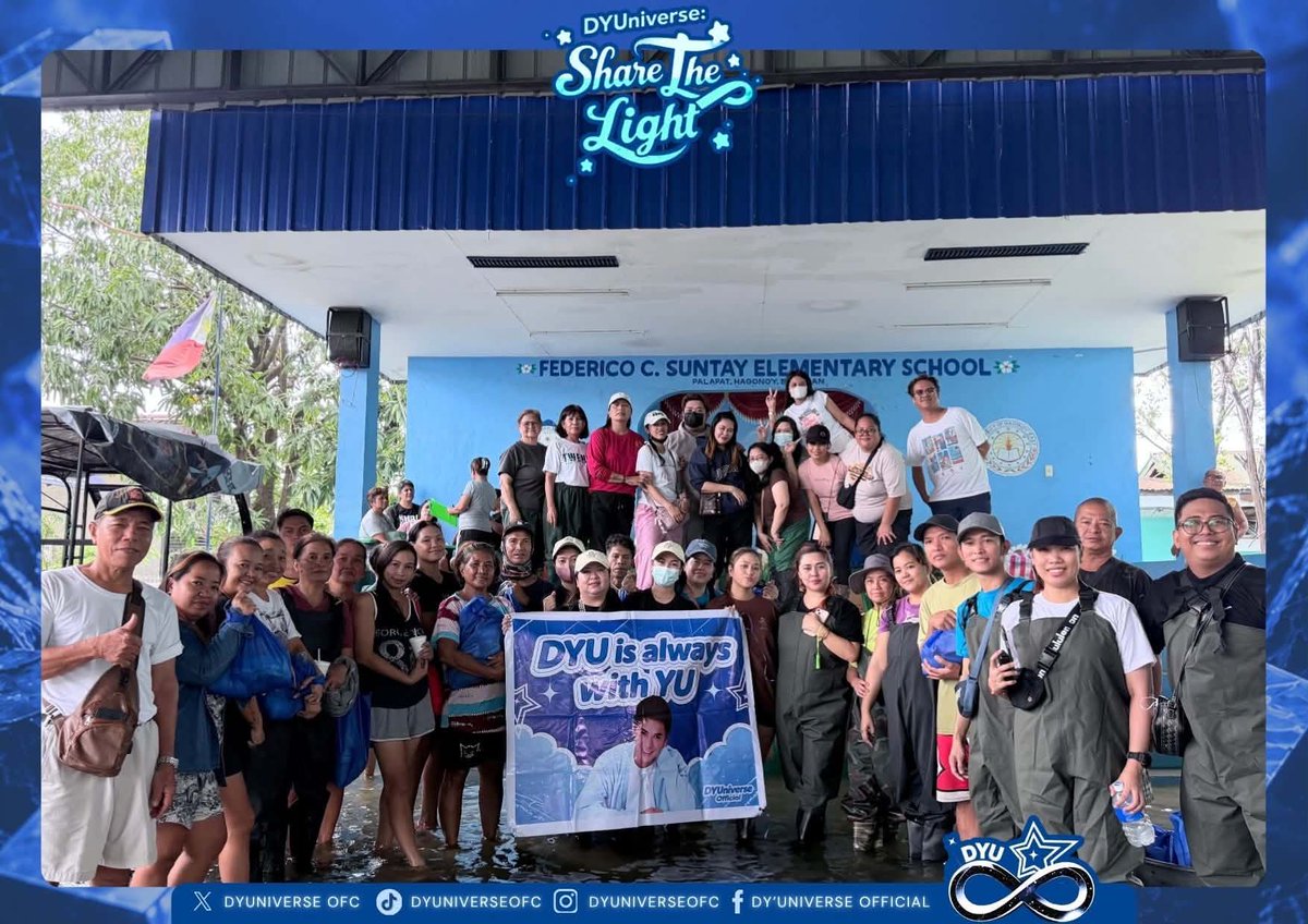 DYUniverseOFC's tweet photo. 𝐒𝐇𝐀𝐑𝐄 𝐓𝐇𝐄 𝐋𝐈𝐆𝐇𝐓: 𝐖𝐇𝐄𝐍 𝐊𝐈𝐍𝐃𝐍𝐄𝐒𝐒 𝐑𝐄𝐀𝐂𝐇𝐄𝐒 𝐓𝐇𝐎𝐒𝐄 𝐈𝐍 𝐍𝐄𝐄𝐃 💙  

In times when days feel heavy, even the smallest act of kindness can become someone’s light. 💙  

DYUniverse came together to extend a helping hand to our fellow Kababayans affected by the Habagat and recent flooding.  

Our heartfelt thanks to all our volunteers, Brgy. Palapat, Hagonoy, Bulacan, our generous sponsors, DYU Cores, DYU Fam, and DustBia Bulacan for standing with us and making this outreach possible. 🫶🏻  

This is more than giving—it’s about showing up, sharing hope, and reminding one another that no one has to face difficult days alone.  

Through @dustinyuu , through our YUniverse, and through the kindness of our community, may we continue to share the light wherever it is needed. 💙  

From our YUniverse to yours, thank you for being a light to others. 🫶🏻✨  

#DustinYu #ShareTheLight #HabagatOutreach