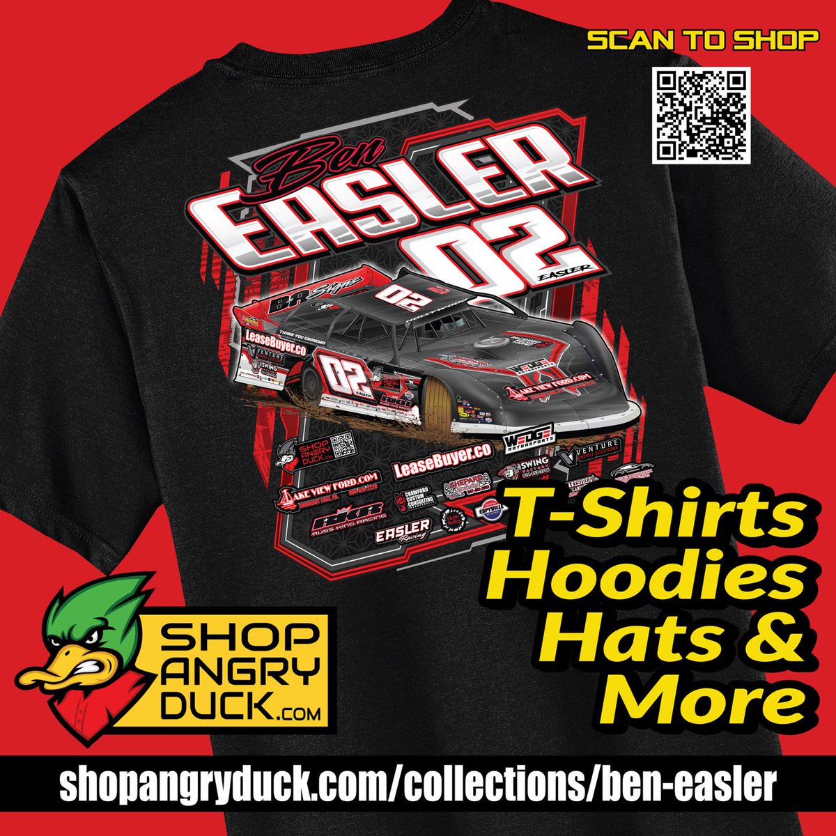LillyQuinthnaw's tweet photo. Fresh merch just dropped! The Ben Easler Racing collection is now available at ShopAngryDuck. com. T-shirts, hoodies, hats, and more—show your support all season long. Tag a race fan who needs new gear! https://t.co/CsgdN9xmUO