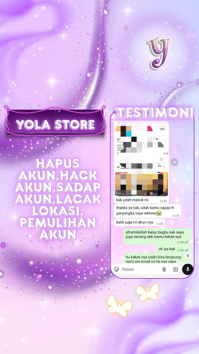 mainfiy's tweet photo. JASA PEMULIHAN AKUN/DELETE AKUN, BERGARANSI RESMI GUYS

KENDALA :#zonajajan
🌼PULIHKAN CHT WA LAMA
🌼JASA SADAP WA/IG
🌼LUPA PASWORD &amp; LUPA DATA2
🌼JASA HAPUS AKUN ALL SOSMED
🌼JASA PULIHKAN AKUN ALL GAME
GOGGLE ,GMAIL,INSTAGRAM,TWITER, FB,TIKTOK,DLL #zonauang

Order WA di BIO‼️ https://t.co/HyTYwFkxvZ