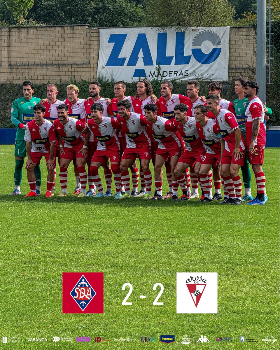 ArosaSCOficial's tweet photo. 💪🏼 Sumamos o noso primeiro punto en #SegundaFederación! Enorme partido do equipo, que foi por diante no marcador en dúas ocasións ante un rival moi complicado. 
❤️ Bo comezo! Boa viaxe de volta! 

#SempreArosa #ArosaSC https://t.co/2ylf6jHnfu