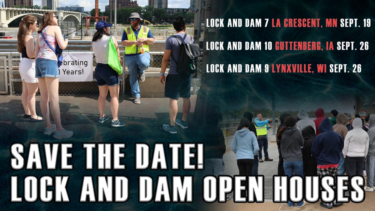 StPaulUSACE's tweet photo. SAVE THE DATES for our next THREE open houses this September. Open houses are FREE to the public from 10 a.m. to 2 p.m. See you there. 

#BuildingStrong
#USACEMVD https://t.co/DKOJy57f9K