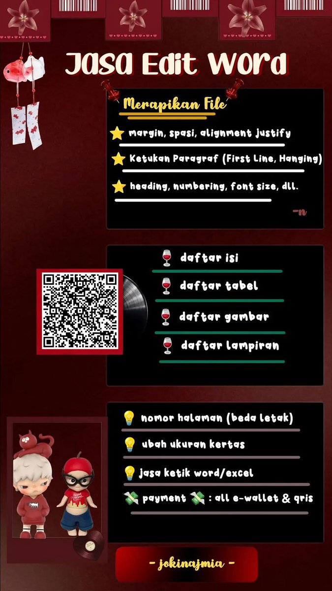 jokijwen's tweet photo. JENG JENG JENG OPENN HAII 🙀🙀🙀
☕ daftar isi 
☕ daftar tabel
☕ daftar gambar
☕ daftar lampiran 
☕ no halaman atas bawah
☕ rapihin file start : margin, line spacing, paragraf, inden first line, hanging, tabel

05/09
#zonauang https://t.co/ZrS98JbfR0