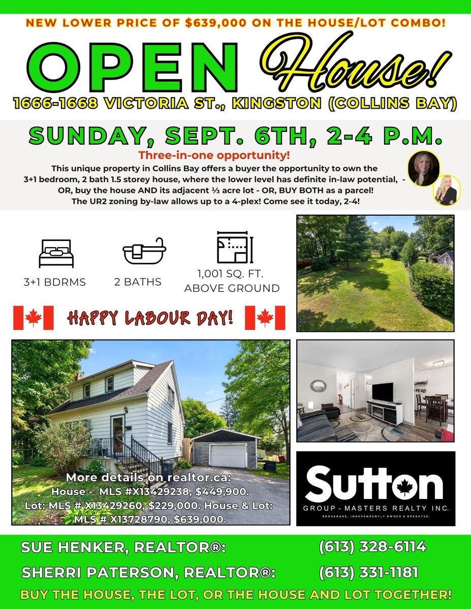 Sher417's tweet photo. Open house today in historic Collins Bay, in the west end of Kingston, at 1666-1668 Victoria Street. Excellent investor's or first-time homebuyer's property. See you today, Sunday, September 6th, between 2-4! https://t.co/XPBIfNJRcR https://t.co/OMdAENfkuP