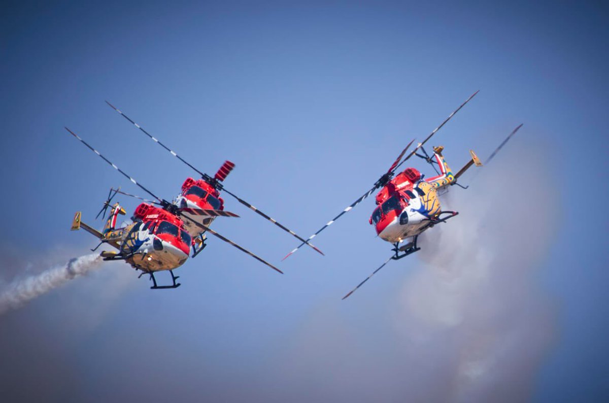 ProDefKolkata's tweet photo. Proud skies, bold spirit! IAF’s Sarang Helicopter Display Team has landed at Egypt’s El Alamein International Airport for the international airshow. Flying the indigenously built ALH Dhruv, Sarang will showcase precision, agility and sheer aerial zeal. https://t.co/CqYgmzVtxK