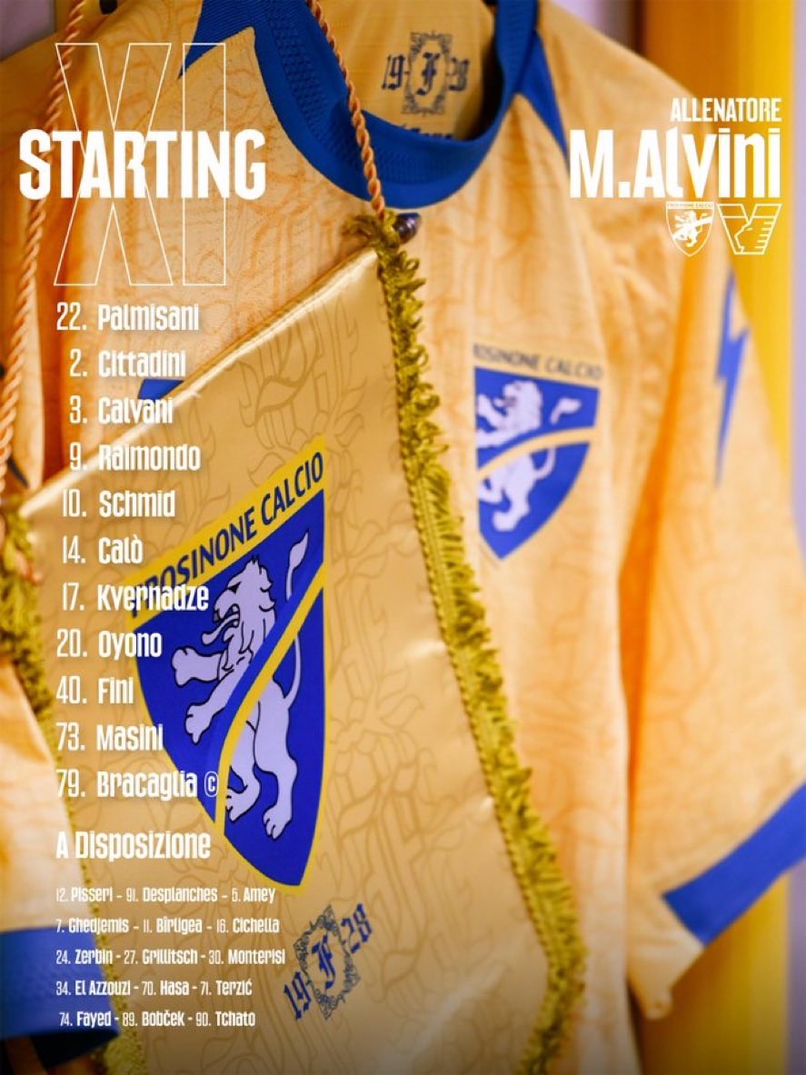 SportMania_IT's tweet photo. Ecco le Formazioni Ufficiali di #Frosinone - #Venezia: confermato #Schimd in mezzo al campo dei Gialloblu, per i Lagunari c’è #Rrhamani davanti #Hainaut e #Haps sulle fasce. https://t.co/r5G6cnZdev