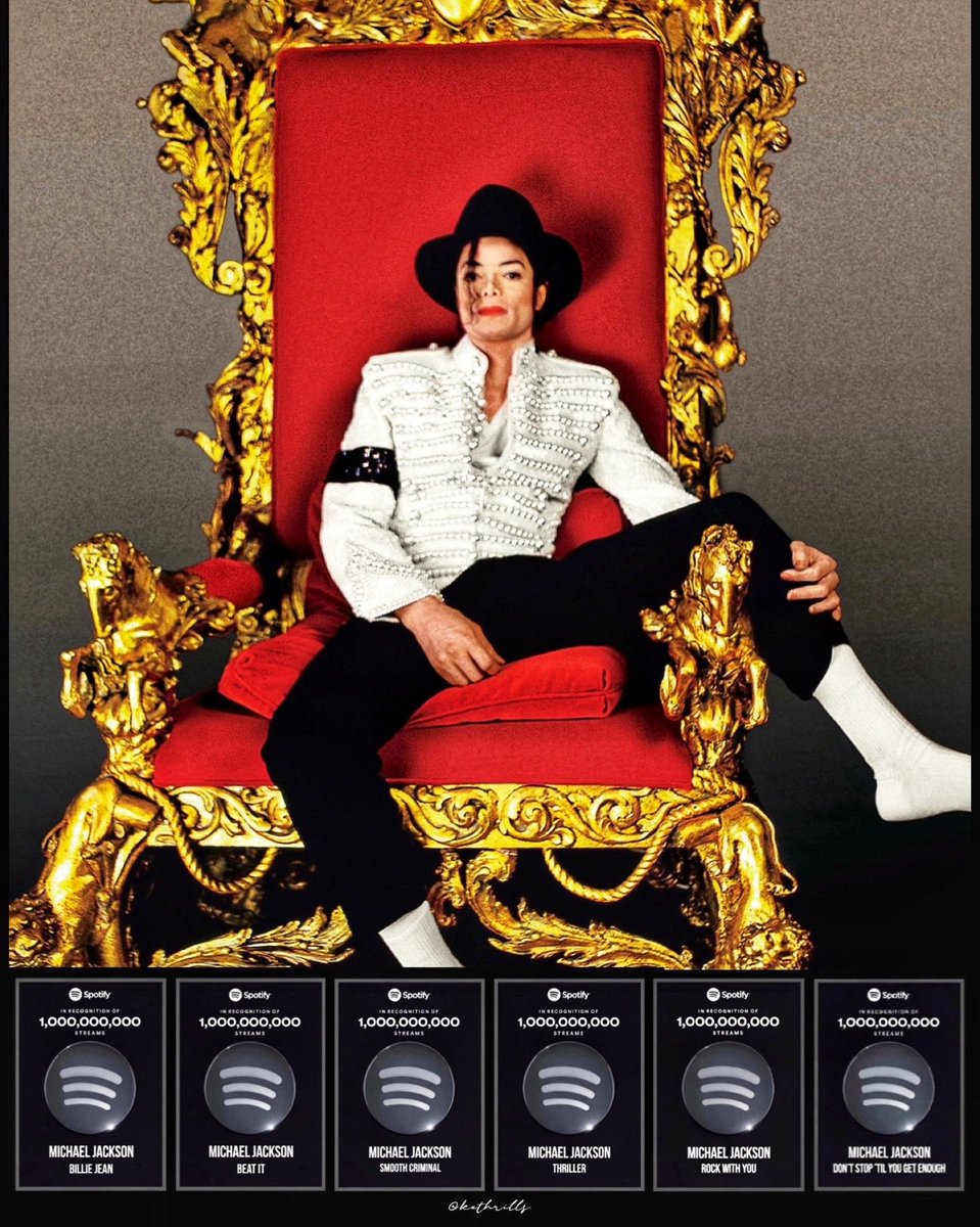 kxthrills's tweet photo. Michael Jackson now has SIX songs in Spotify’s BILLIONS Club! 👑🐐 https://t.co/UtsQJwjHJU