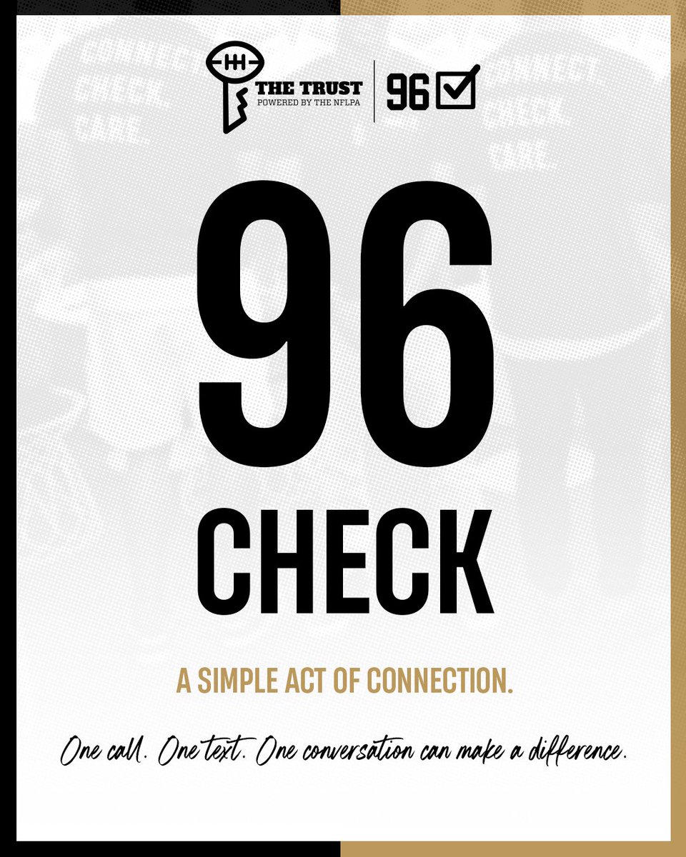 playerstrust's tweet photo. A simple question can make a difference: "How are you doing?"

On 9/6, take part in the #96Check initiative, created by @BigWalt71 in honor of his late friend and teammate, Cortez Kennedy, who was known for checking in on those around him.

Who will you check in on today? https://t.co/9QI7zeKzax