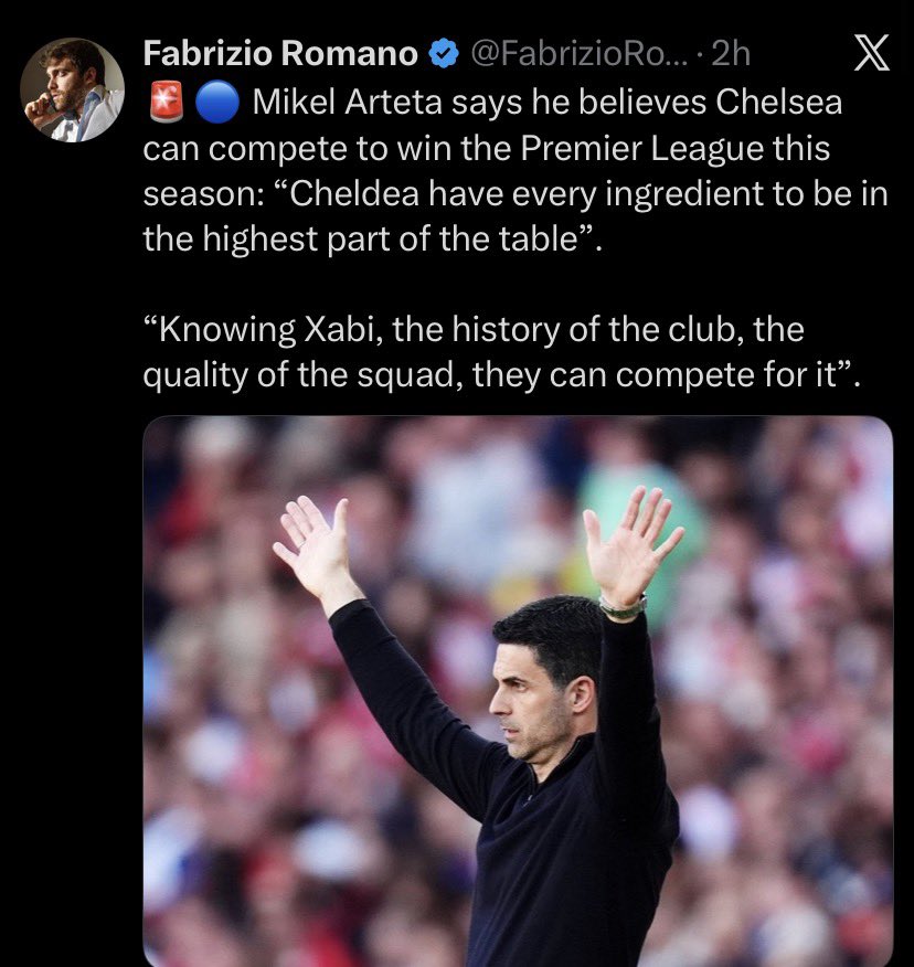 CapJamesl2ql's tweet photo. Arteta himself knows what’s coming https://t.co/FjvyEDW9My
