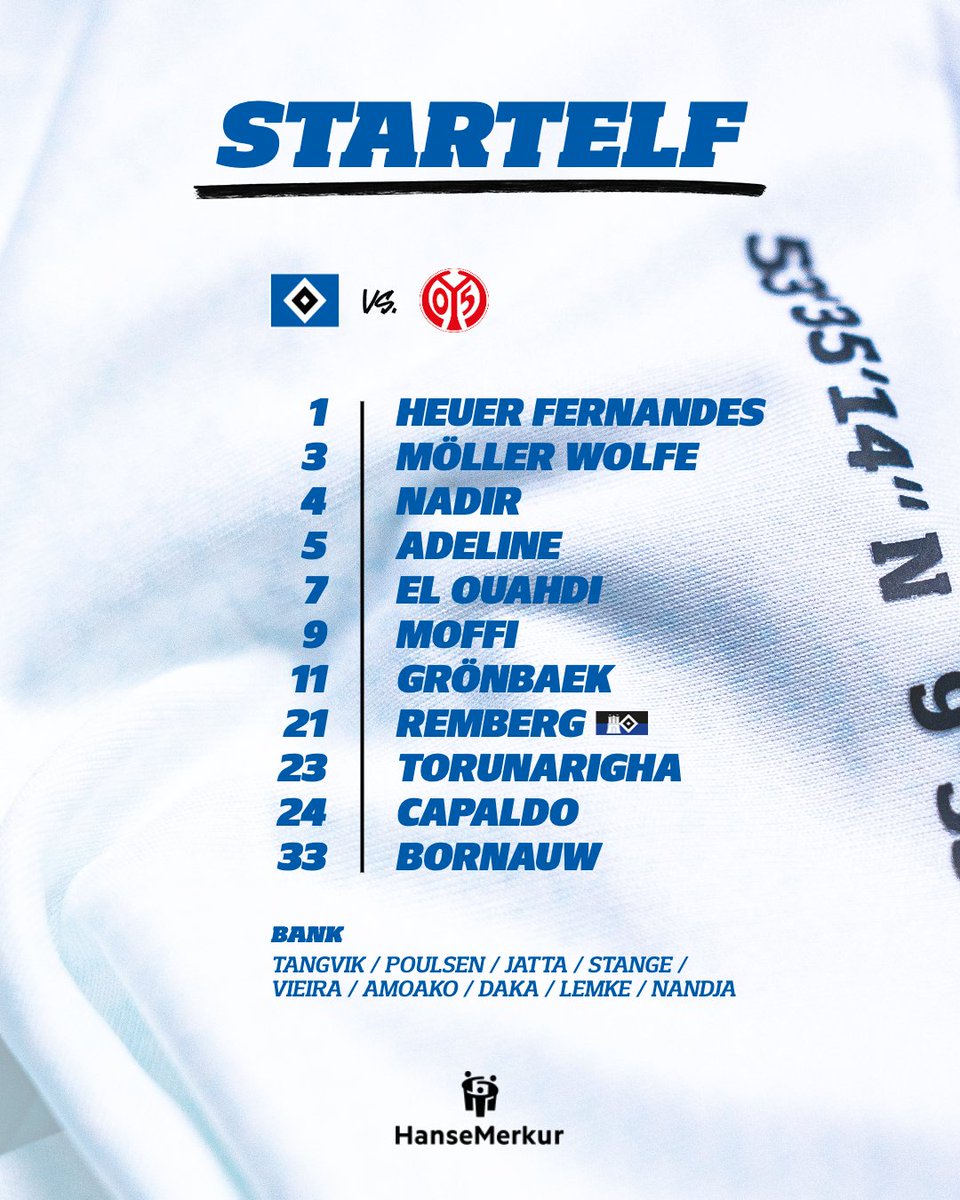 HSV's tweet photo. Mit dieser 1️⃣1️⃣ geht's ins erste 𝐇𝐞𝐢𝐦𝐬𝐩𝐢𝐞𝐥 der Saison. 🔷

#nurderHSV https://t.co/cpmOK1qFlt