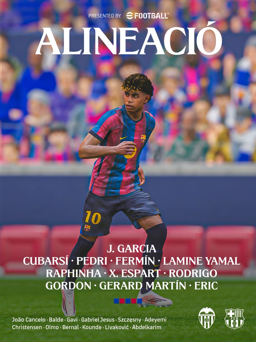 FCBarcelona_cat's tweet photo. 𝐀𝐋𝐈𝐍𝐄𝐀𝐂𝐈𝐎́ 🟦🟥
#ValenciaBarça https://t.co/CClY2raIG0
