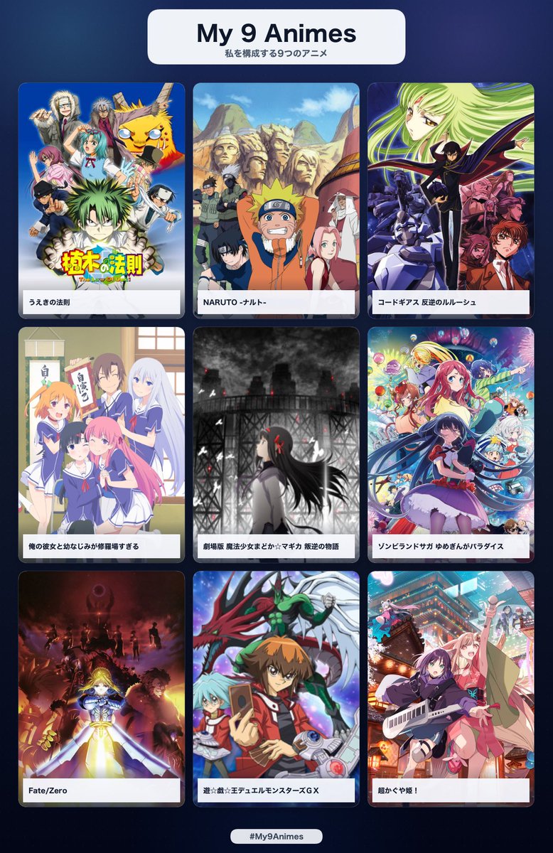 obuti_yuko's tweet photo. 色々忘れてるかもしれんが一旦これで提出

#My9Animes #私を構成する9つのアニメ
https://t.co/32UdNMNhTK https://t.co/fSzfBERuht