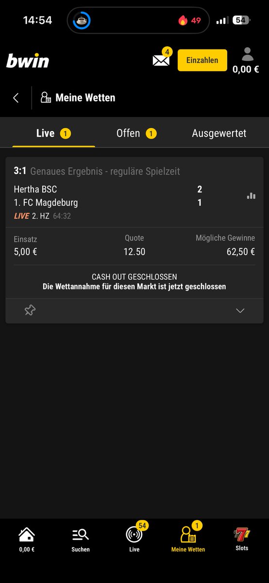 SaylorTwift1992's tweet photo. @bwin was zur Hölle soll der Bums eigentlich? Wenn’s mehr wird als ihr auszahlen wollt wird halt Cashout gesperrt? Cool. Wechsle dann wohl den Anbieter 🤐 https://t.co/SFBLJpzYah