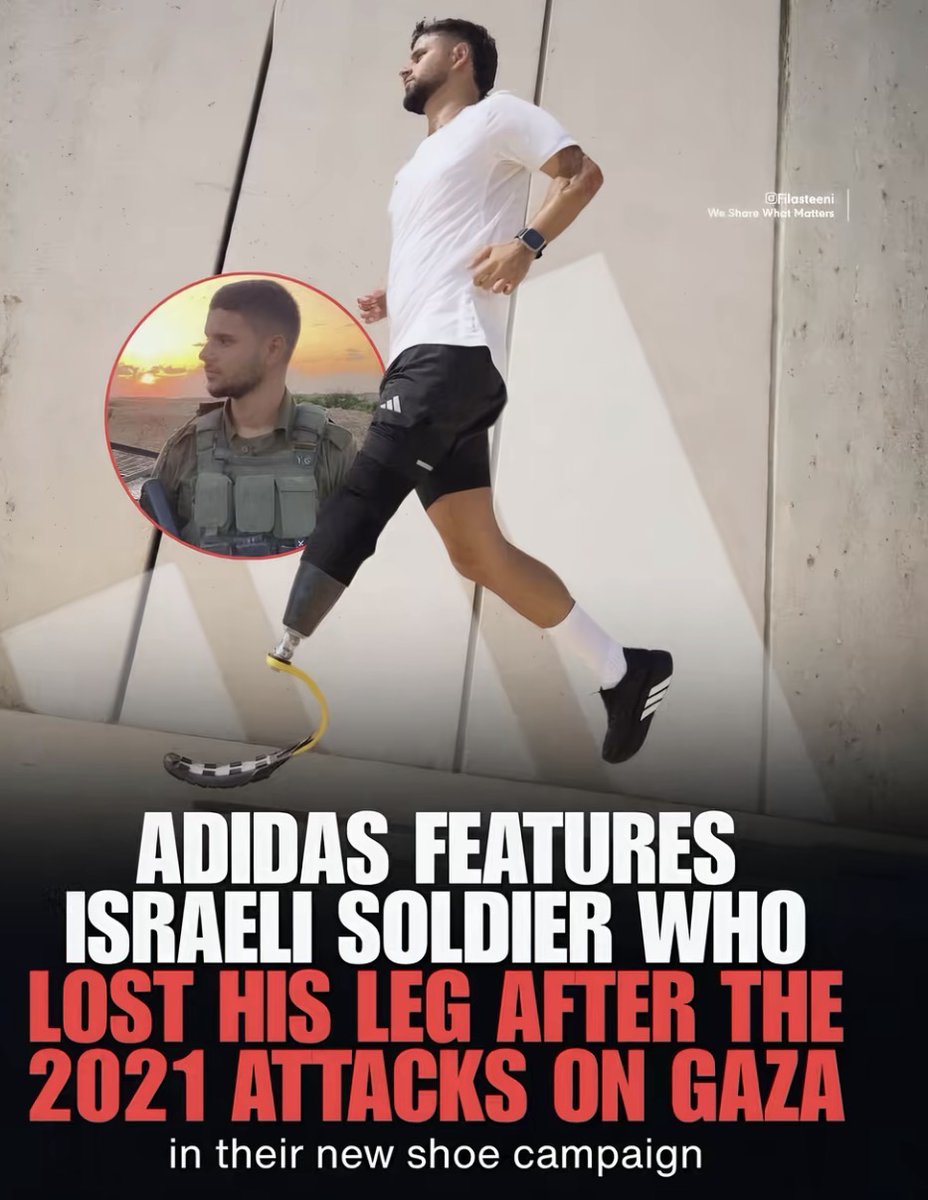 zhal80's tweet photo. This fucking monster has the blood of thousands of Palestinians in Gaza on his hands, and you STILL haven’t boycotted Adidas despite its complicity in the genocide?! https://t.co/Cb2cziP69H