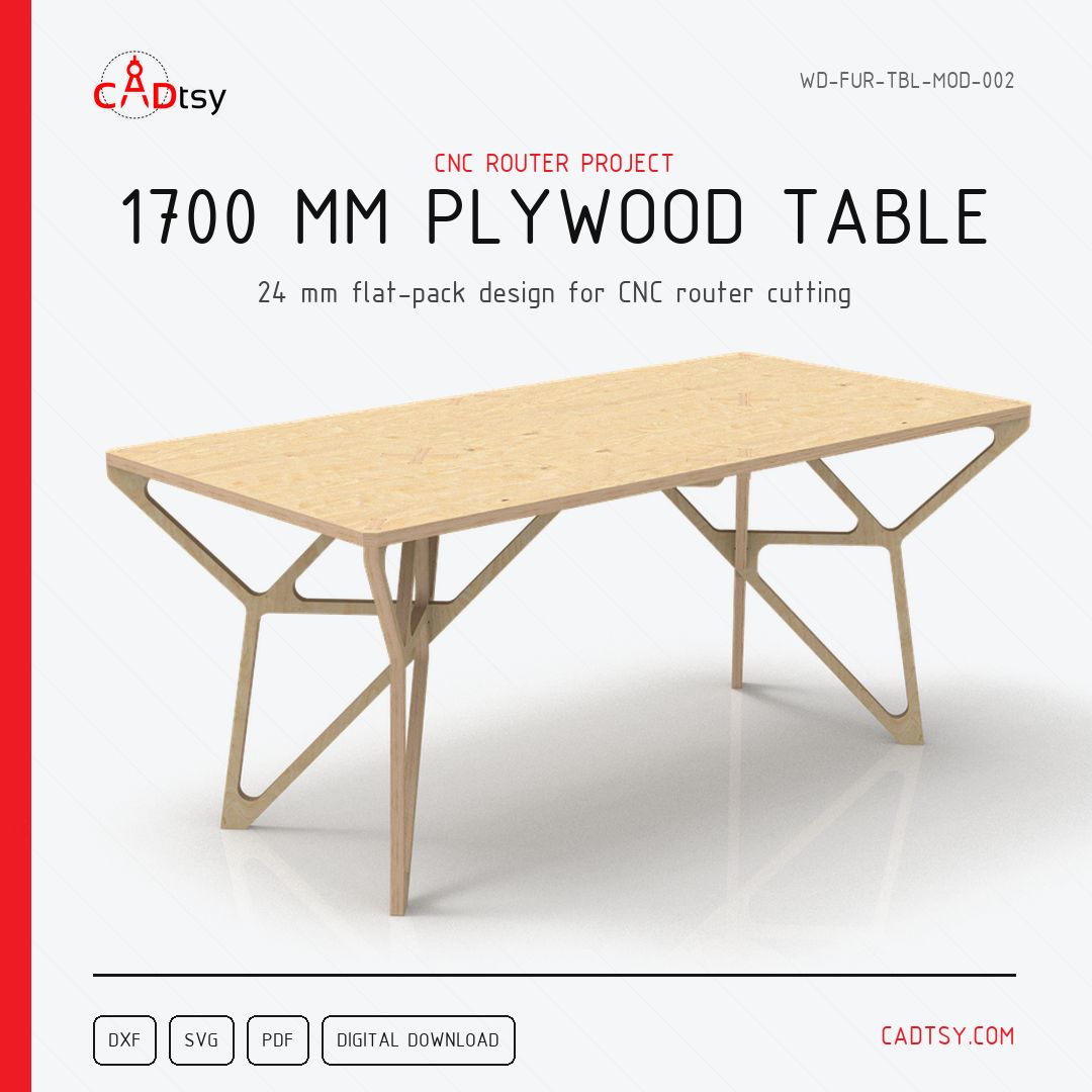CADtsy's tweet photo. Modern 1700 x 850 x 750 mm plywood table DXF/SVG/PDF files for CNC router cutting from 24 mm plywood. Digital download only. https://t.co/KuevIZv92U https://t.co/e8pMLn7tdi