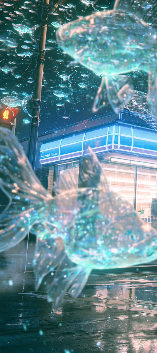 himino_aiart's tweet photo. 「午前零時、街は水族館になる。」
At midnight, the city turns into an aquarium. https://t.co/JbAZ4H3GMd
