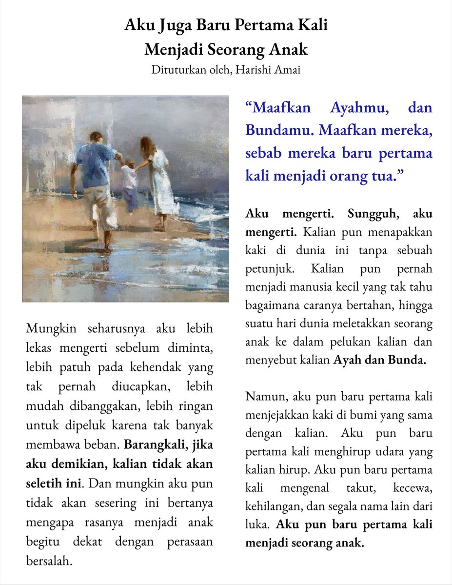 Avoithick's tweet photo. Barangkali inilah kenyataan yang harus kita hadapi setiap hari: bahwa kita sama-sama manusia yang pertama kali hidup. Sama-sama dilahirkan tanpa petunjuk. Sama-sama mencari tahu ke mana kaki harus melangkah, dan bagaimana caranya agar kita merasa cukup untuk dicintai. https://t.co/EIUopxzYjl