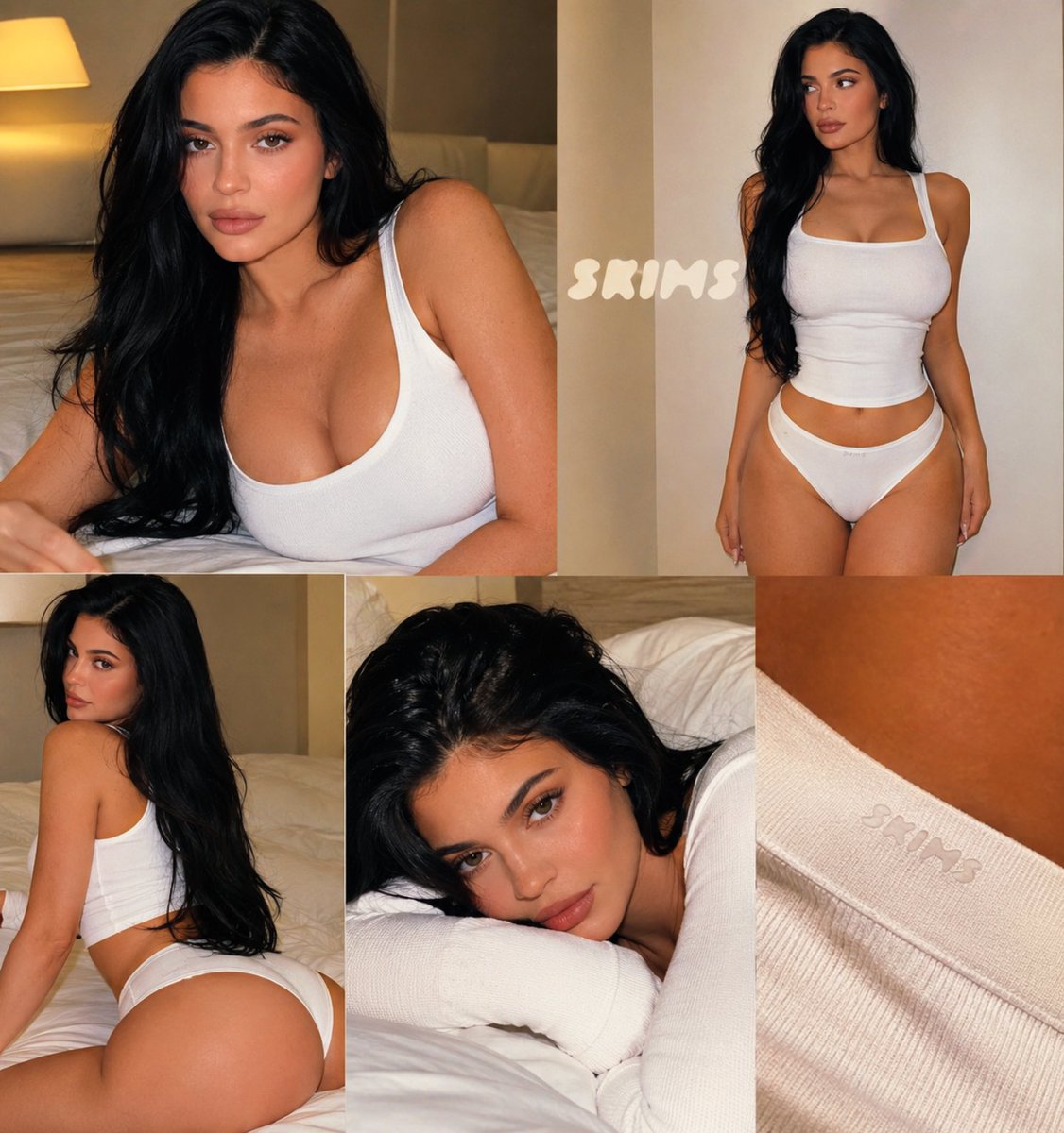 mccaIln's tweet photo. This white SKIMS look on Kylie is actually perfect https://t.co/P1y1tMqPTT