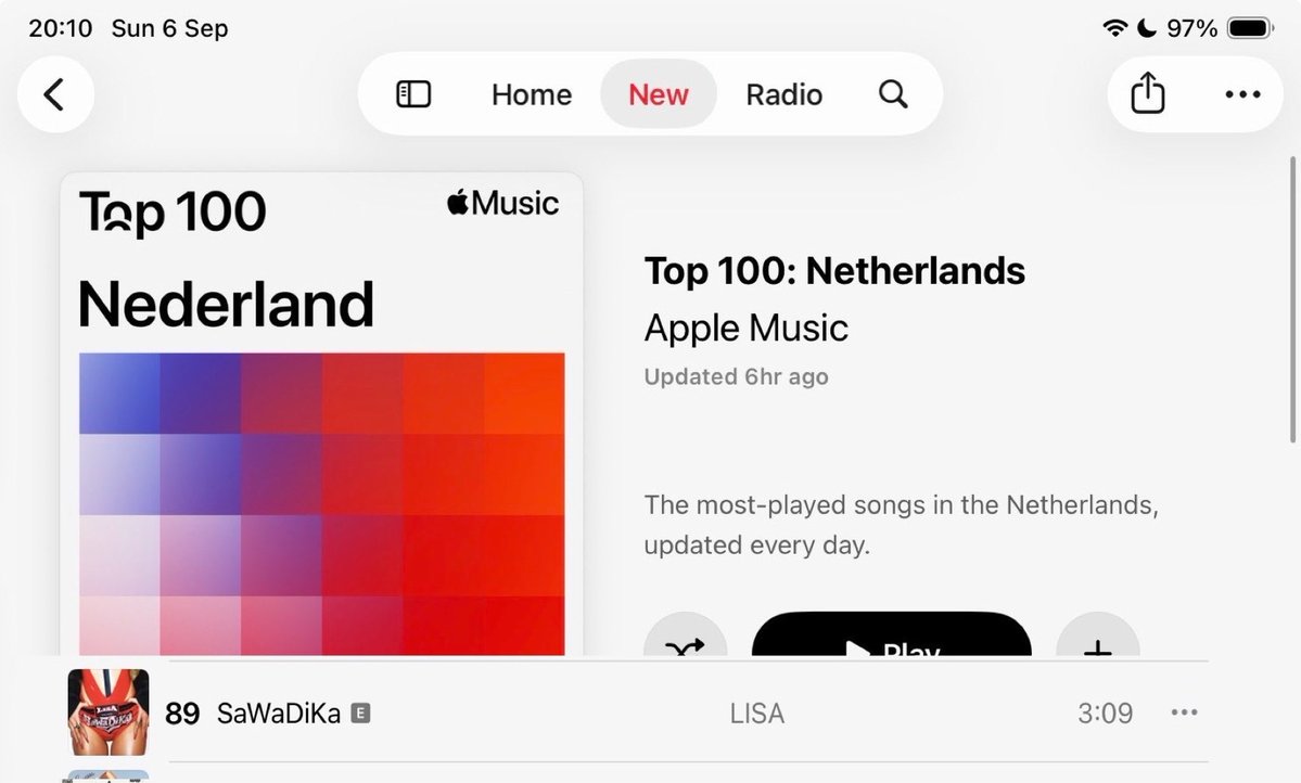 delihatun98's tweet photo. OMG LISA DEBUTED ON APPLE MUSIC NETHERLANDS TOP100 from #89 FIRST BIG EUROPEAN COUNTRY 🔥 
SAWADIKA OUT NOW
#LISA_SaWaDiKa #Lisa #BLACKPINK https://t.co/I5Qxoa0HsX