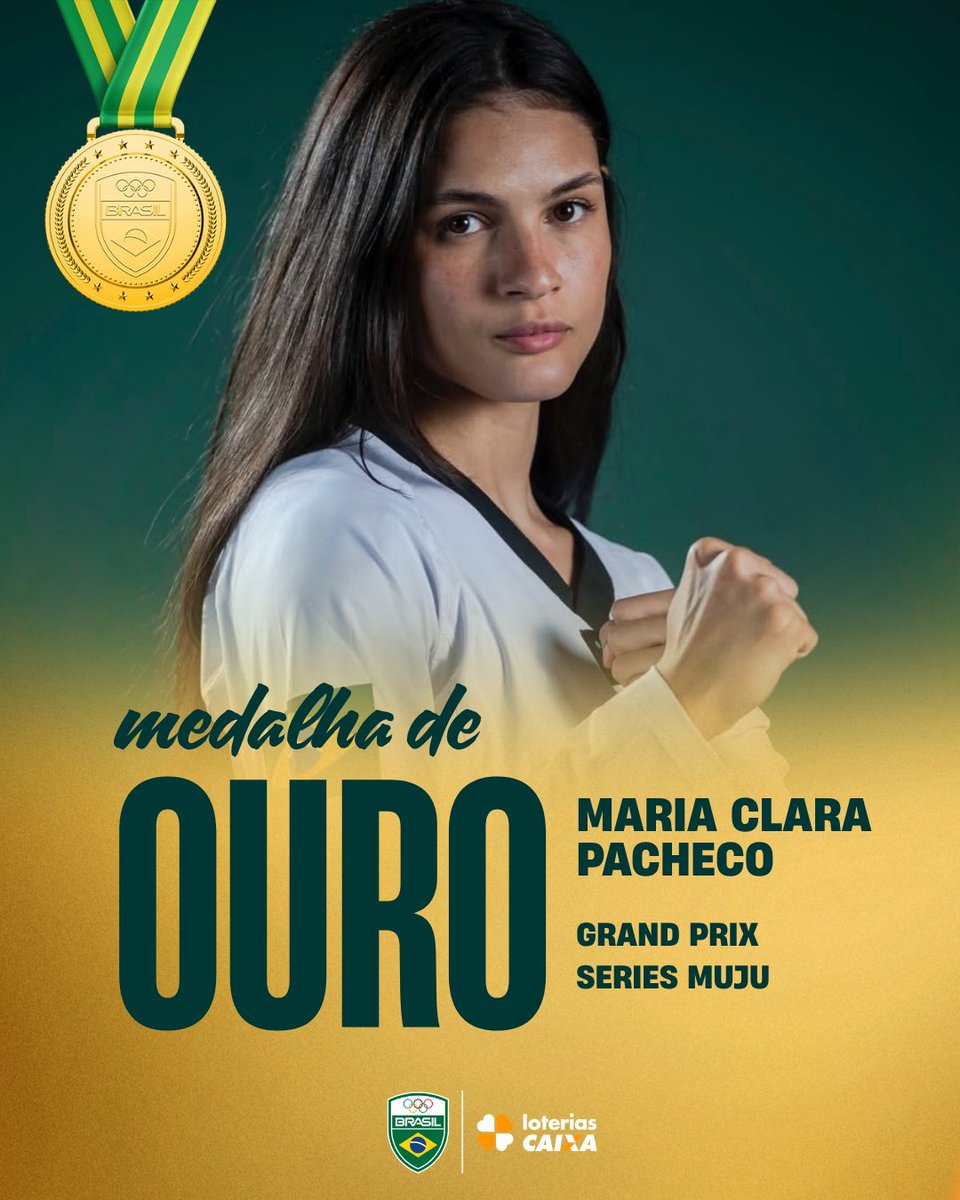 timebrasil's tweet photo. É CAMPEÃAAAAAAAA! 🥇🇧🇷

Maria Clara Pacheco foi gigante no Grand Prix Series Muju e conquistou o ouro na categoria até 57 kg. 🥋🔥

O topo do pódio é dela! E o Brasil comemora mais uma vez! 💚💛

QUE MOMENTO! 👏

#TimeBrasil #Taekwondo https://t.co/Xf6aH0n0Df