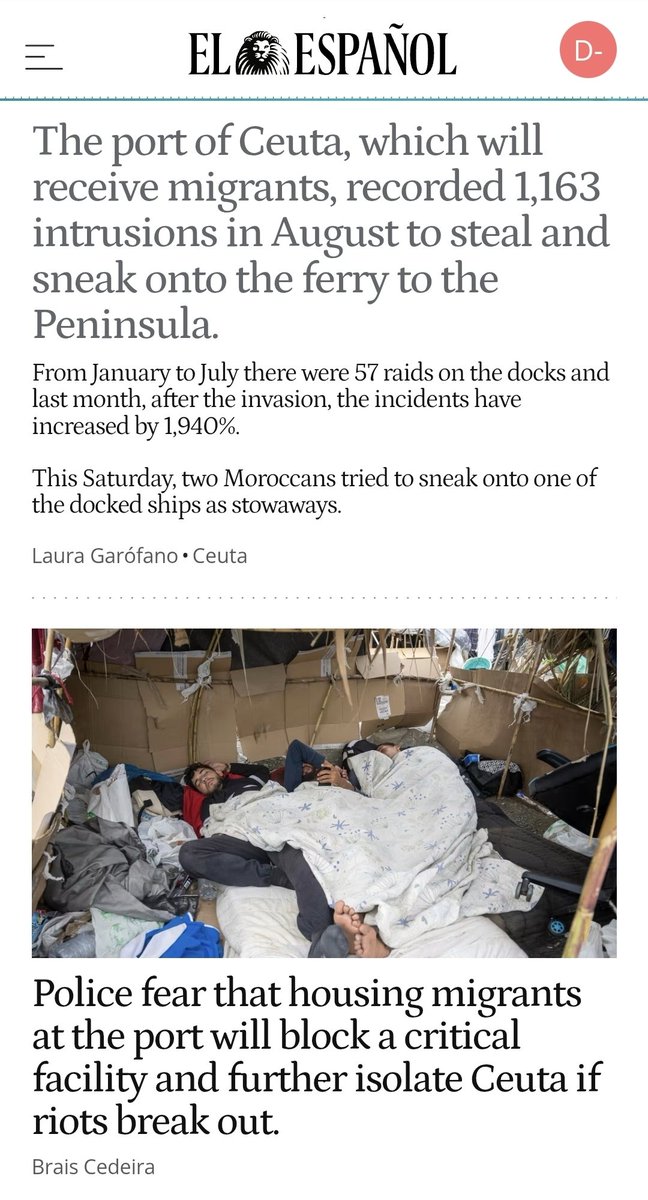 dlacalle_IA's tweet photo. The situation in Ceuta is unsustainable, and the government is trying to make time pass until they send the illegal immigrants to regions in Spain.

Spain’s migration meltdown: a warning Europe and America cannot ignore

https://t.co/BcEsdyspeb https://t.co/gjLxNG7L9f