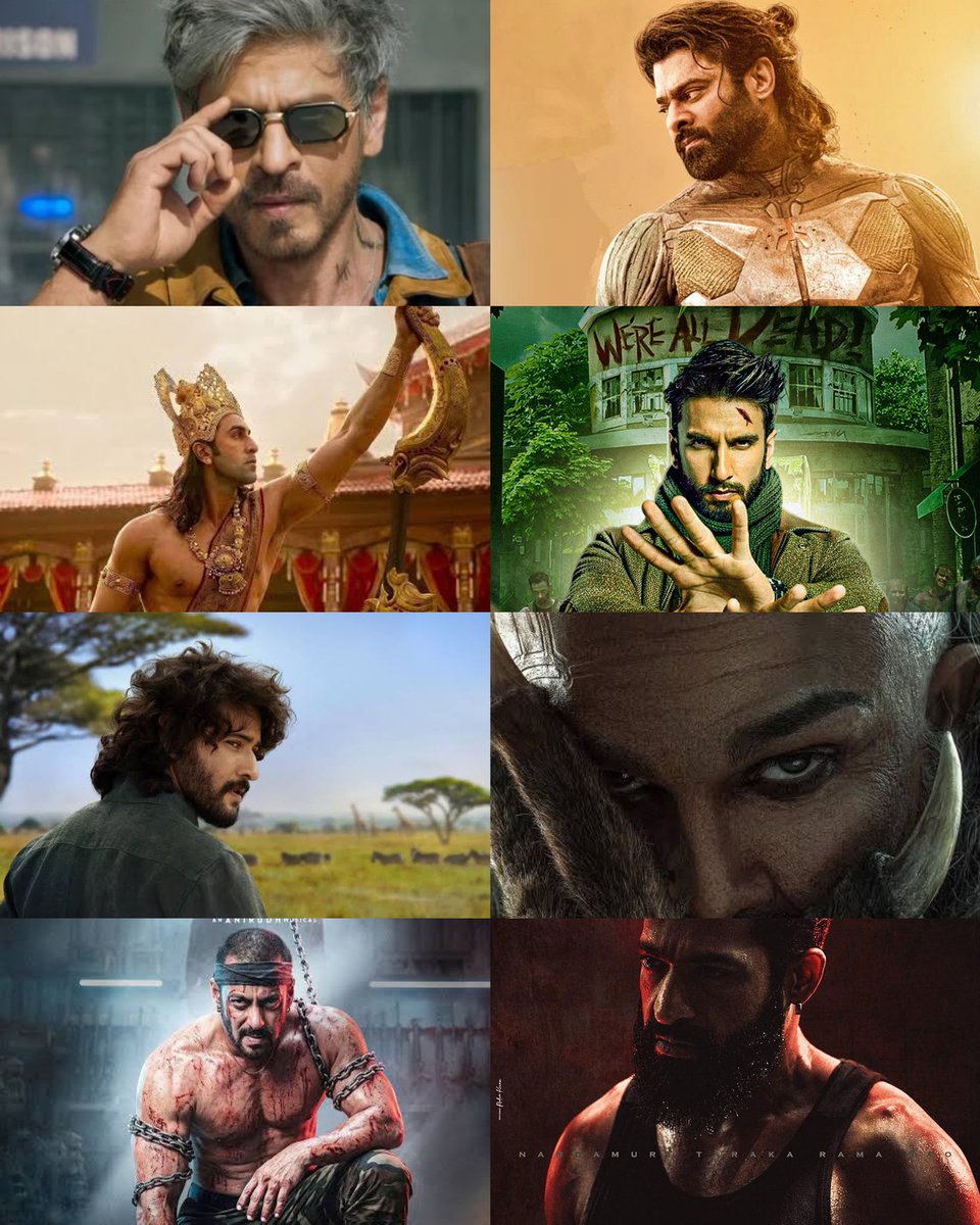 KshitizCritic's tweet photo. The Future Lineup of Indian Superstars 

- #ShahRukhKhan : King 
- #Prabhas : Fauzi, Spirit, Kalki 2, Salaar 2 

- #RanbirKapoor : Ramayana 1, Love and War, Ramayana 2, Brahmastra 2, Animal Park, Brahmastra 3. 

- #AlluArjun : Raaka, AA23
- #MaheshBabu : Varanasi 
- #JrNTR : Dragon, God of War 
- #RanveerSingh : Pralay, Aditya Dhar Next
- #SalmanKhan : Maatrubhumi, Monster, Raj and Dk superhero movie. 

Data as per available sources, kept only leading protagonist of the movie.