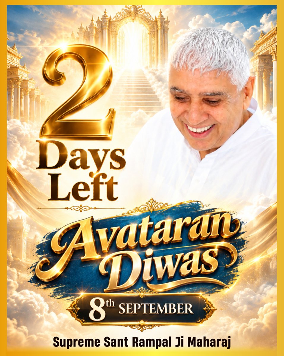 SaintRampalJiM's tweet photo. 2 Days Left - Sant Rampal Ji Maharaj Avataran Diwas 2026 https://t.co/ezEwJvHvgX