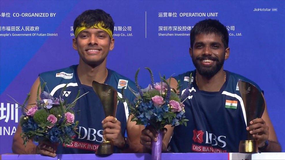 TheKhelIndia's tweet photo. PODIUM PICTURES FOR SATWIK &amp; CHIRAG!

- Champions of China Masters 2026 🏆 https://t.co/3FsnL6HBOa